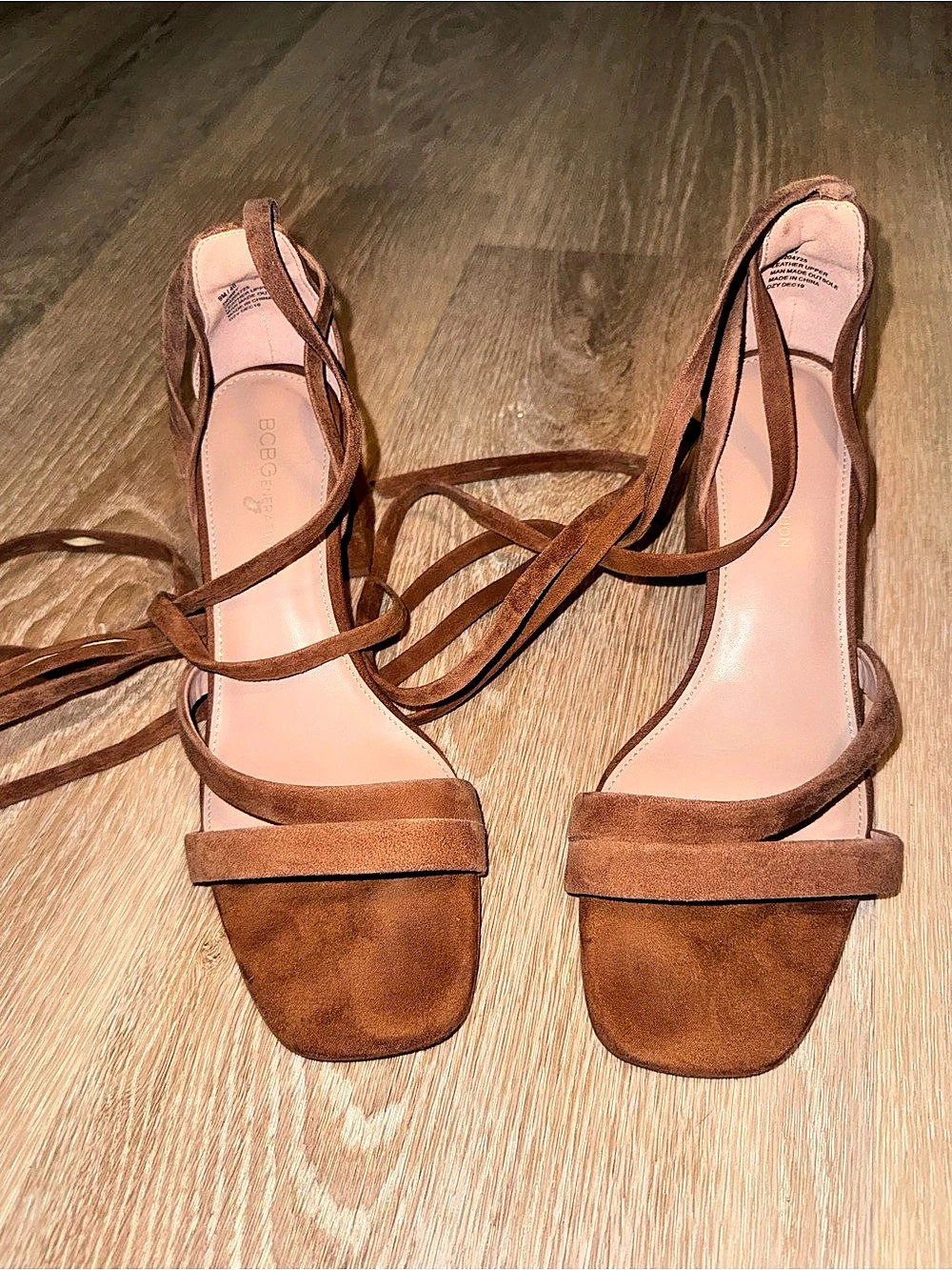 BCBG Strappy Block Heel Sandals in Brown US 9